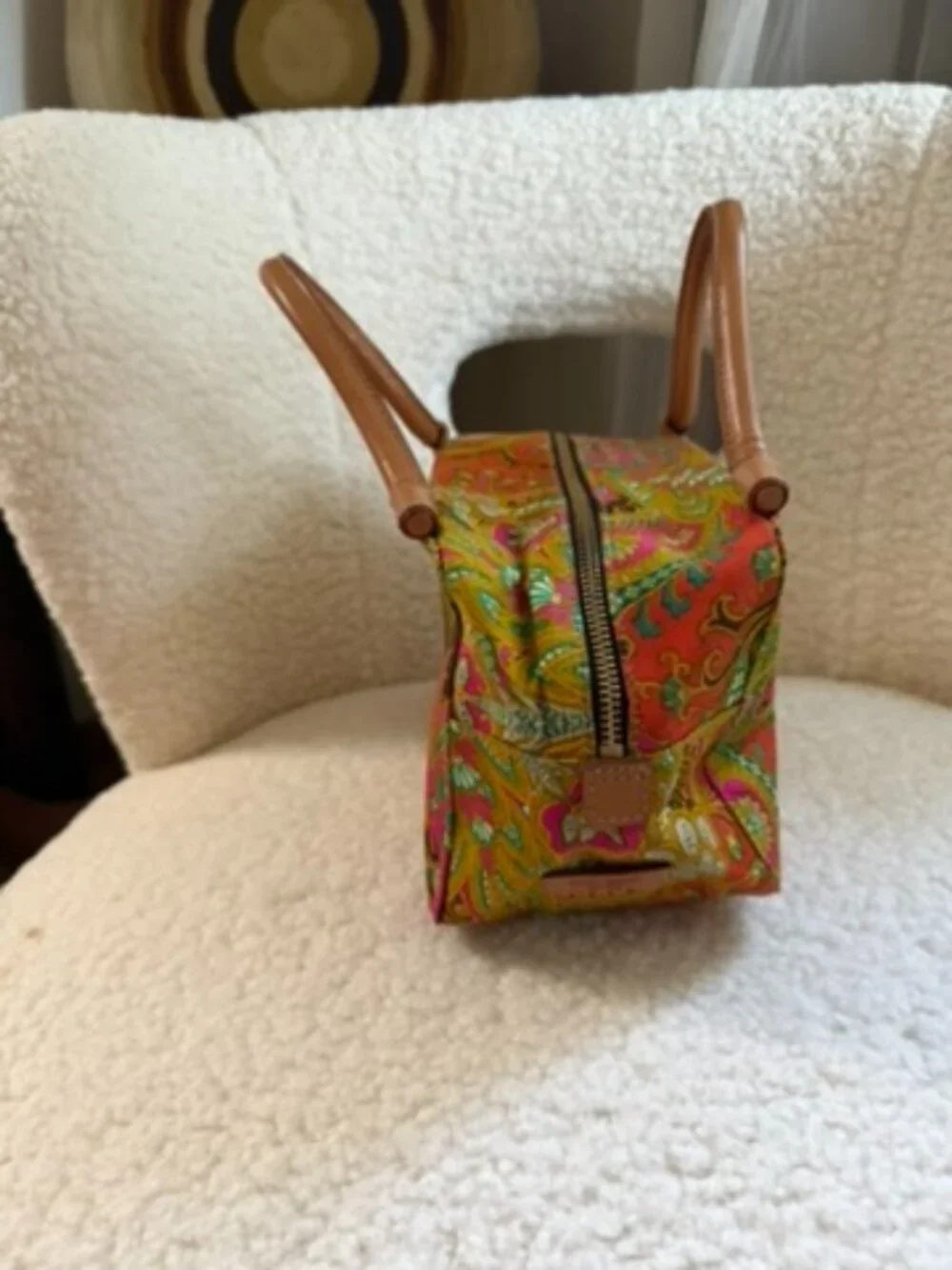 Authentic Kate Spade New York Vintage Paisley Canvas Satchel/Bowler Bag.